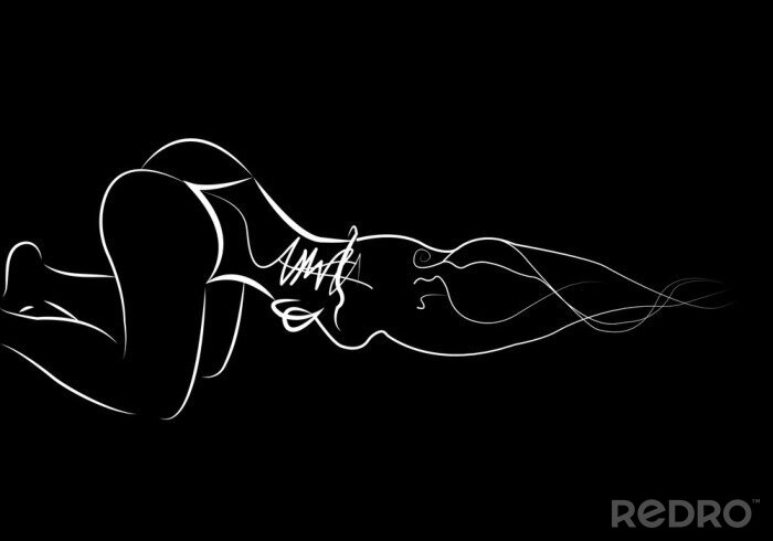 Poster Silhouette eines sexy erotischen Mädchens