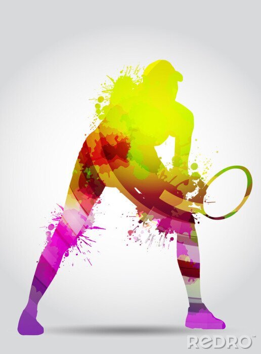Poster Silhouette eines Tennisspielers