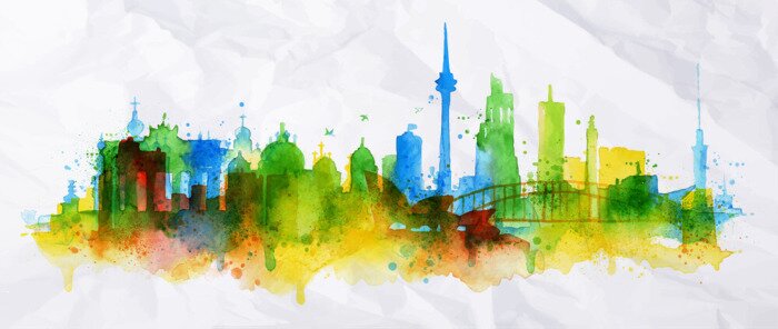 Poster Silhouette Overlay Stadt Berlin