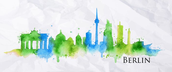 Poster Silhouette watercolor Berlin