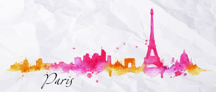 Poster Silhouette watercolor Paris