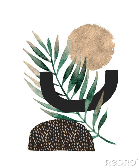 Poster Skandinavische Komposition mit einem Blatt