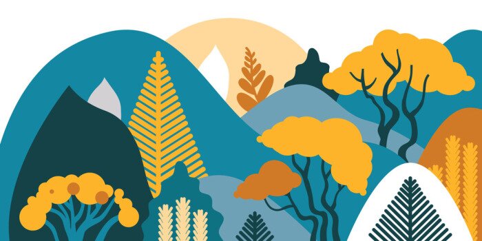 Poster Skandinavische mehrfarbige Illustration