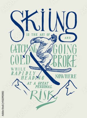 Poster Skifahren-Typografie