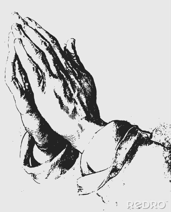 Poster Skizze der wie zum Gebet gefalteten Hände