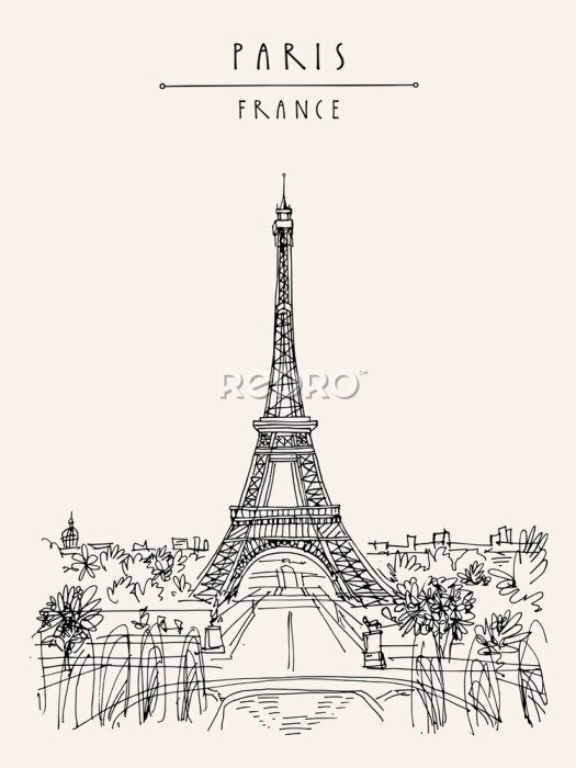 Poster Skizze des Pariser Eiffelturms