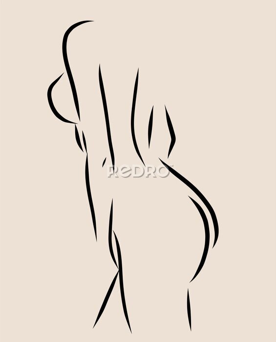 Poster Skizze einer minimalistischen weiblichen Silhouette