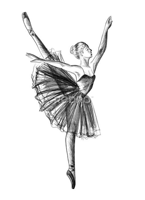 Poster Skizze einer tanzenden Ballerina