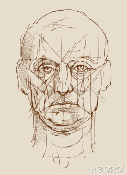 Poster Skizze eines Mannes von Leonardo Da Vinci