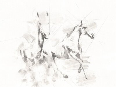 Skizze von laufenden Pferden