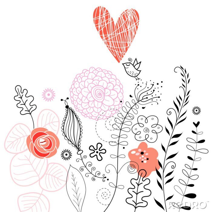 Poster Skizzen von Flora und Fauna