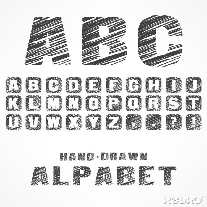 Poster Skizzierte Buchstaben des Alphabets