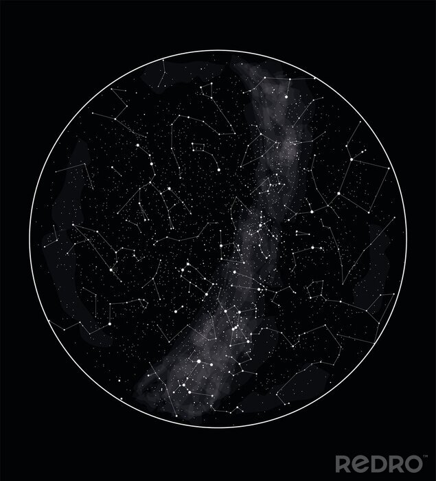 Poster Sky map with stars and  constellations