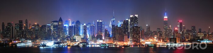 Poster Skyline bei Nacht in den USA 3D