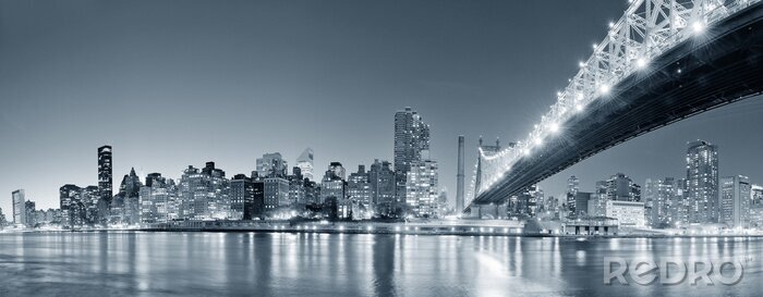 Poster Skyline von New York City bei Nacht