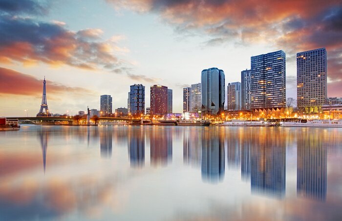 Poster Skyline von Paris mit Eiffelturm