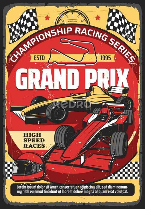 Poster Slotcar-Rennen in Retro-Grafik