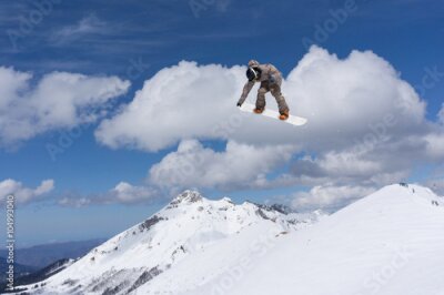 Poster Snowboard-Akrobatik in den Hochgebirgen