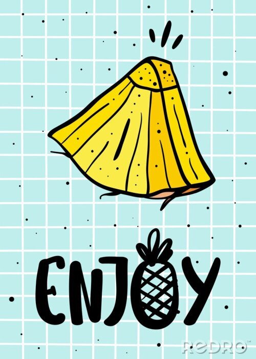 Poster Sommer-Poster mit Ananas und handgezeichneten Schriftzug