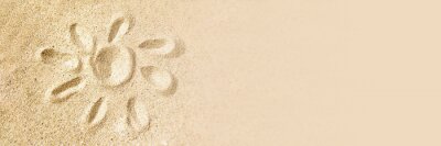 Poster Sonne auf dem Sand gezeichnet