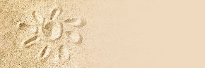 Poster Sonne auf dem Sand gezeichnet