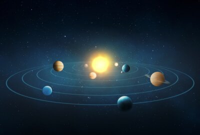 Poster Sonne, die das Sonnensystem beleuchtet
