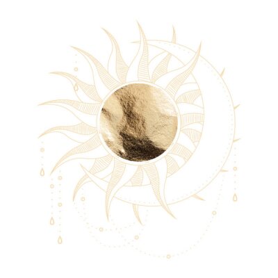 Poster Sonne und Mond im Boho-Stil