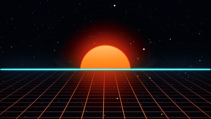Poster Sonnenaufgang auf Retro-Grafik