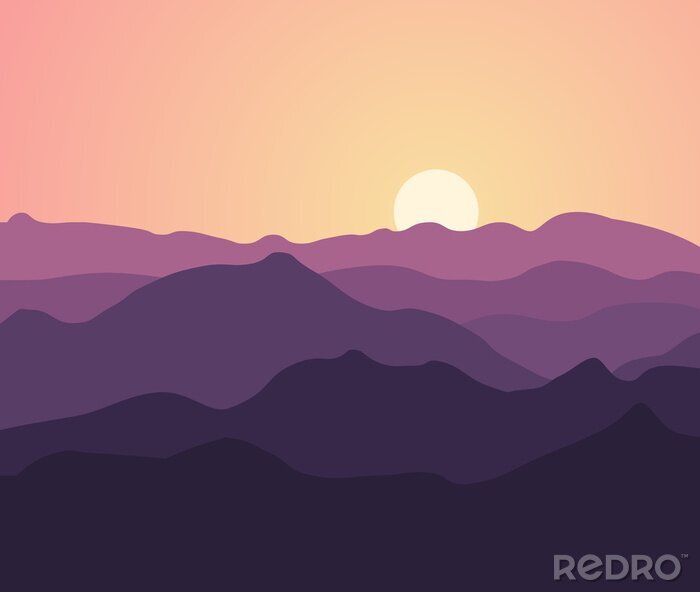 Poster Sonnenaufgang Berge lila