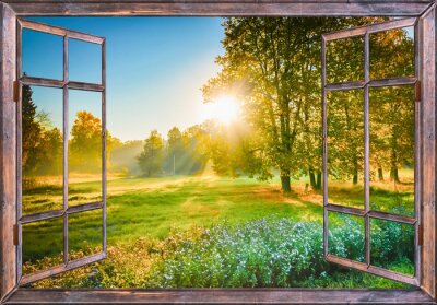 Sonnenaufgang Blick aus dem Fenster