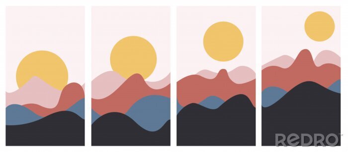 Poster Sonnenaufgang Landschaften in Collage