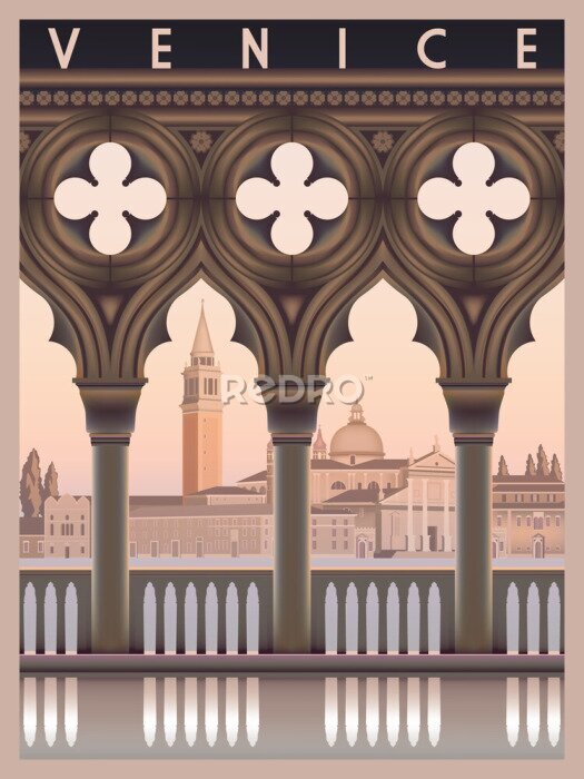 Poster Sonnenaufgangillustration von Venedig