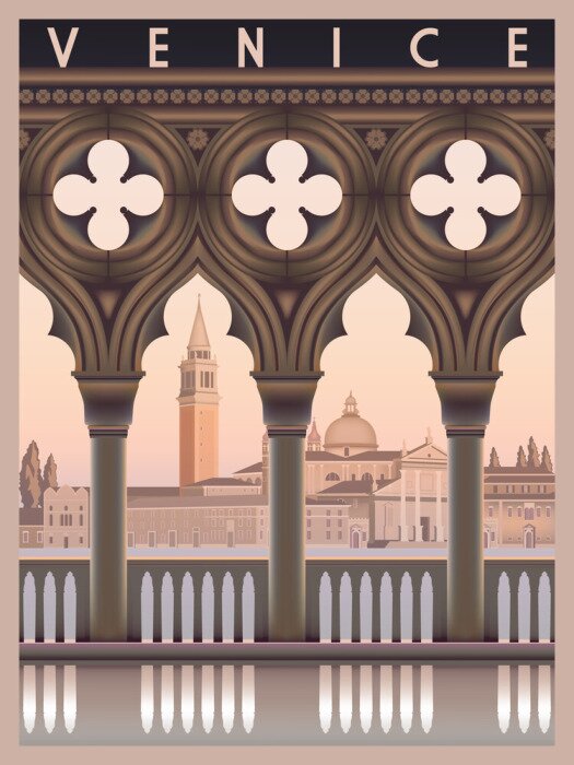 Poster Sonnenaufgangillustration von Venedig