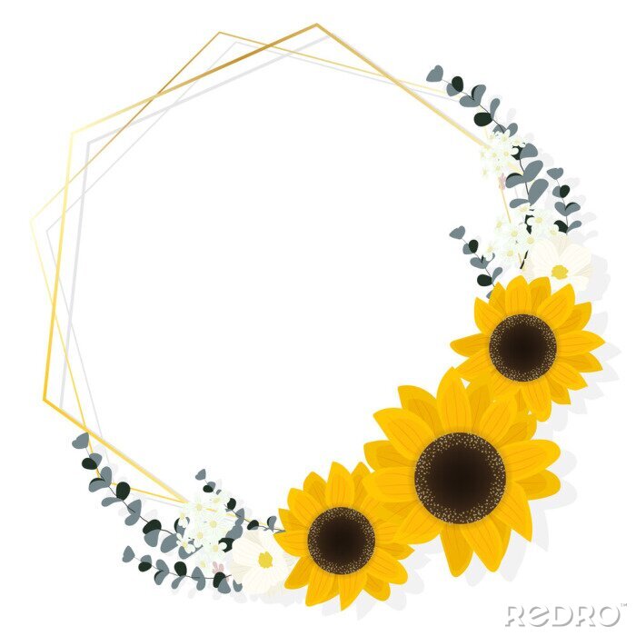 Poster Sonnenblumen Blumen schmücken den Rahmen