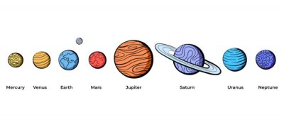 Poster Sonnensystem für Kinder Cartoon-Version