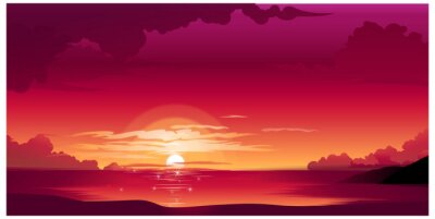 Poster Sonnenuntergang am Meer Grafik