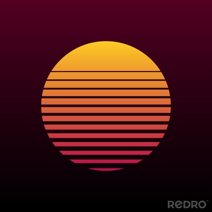 Poster Sonnenuntergang auf Retro-Grafik