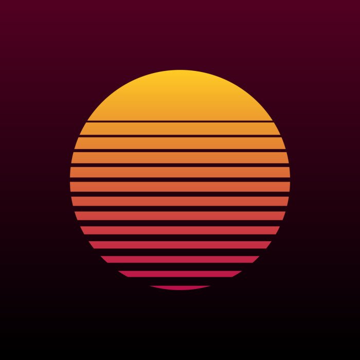 Poster Sonnenuntergang auf Retro-Grafik