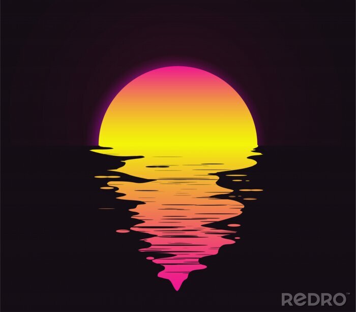 Poster Sonnenuntergang auf schwarzem Hintergrund