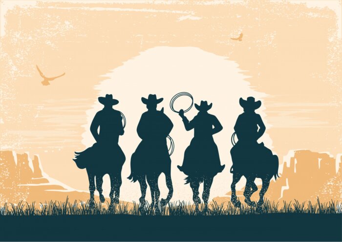 Poster Sonnenuntergang im Wilden Westen