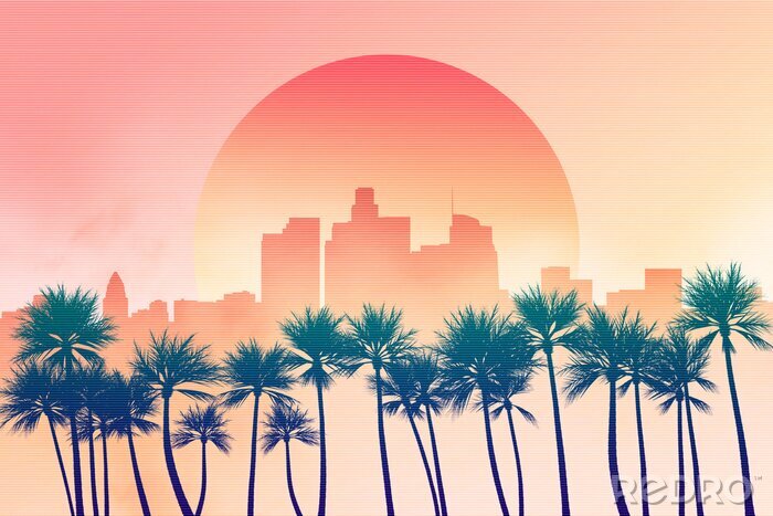 Poster Sonnenuntergang in der tropischen Stadt