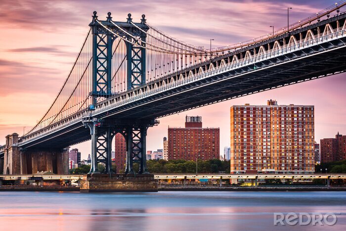 Poster Sonnenuntergang über der Manhattan Bridge