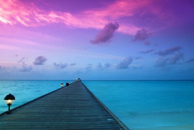 Poster Sonnenuntergangslandschaft auf den Malediven