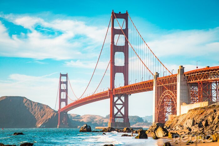 Poster Sonniger Blick auf Brücke in San Francisco