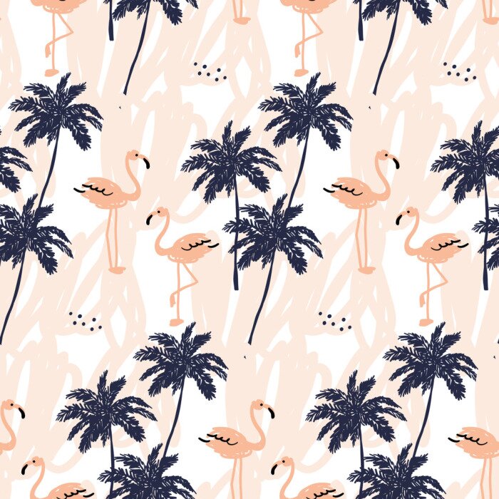 Poster Sorglose rosa Flamingos