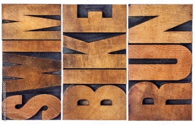 Poster Sportinschriften aus Holzbuchstaben