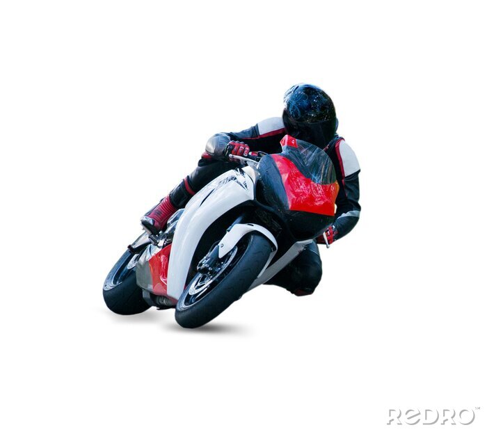 Poster Sportmotorrad und Motorradfahrer