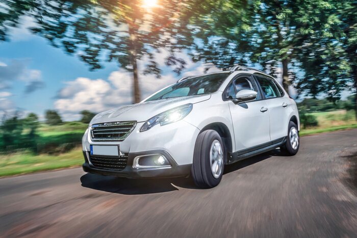 Poster Sportwagen in Bewegung