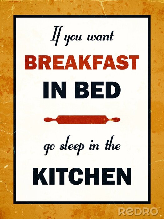 Poster Spruch über Frühstück im Bett