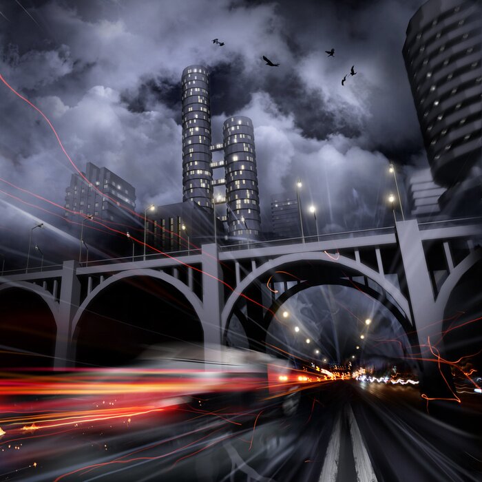 Poster Stadt im Nebel